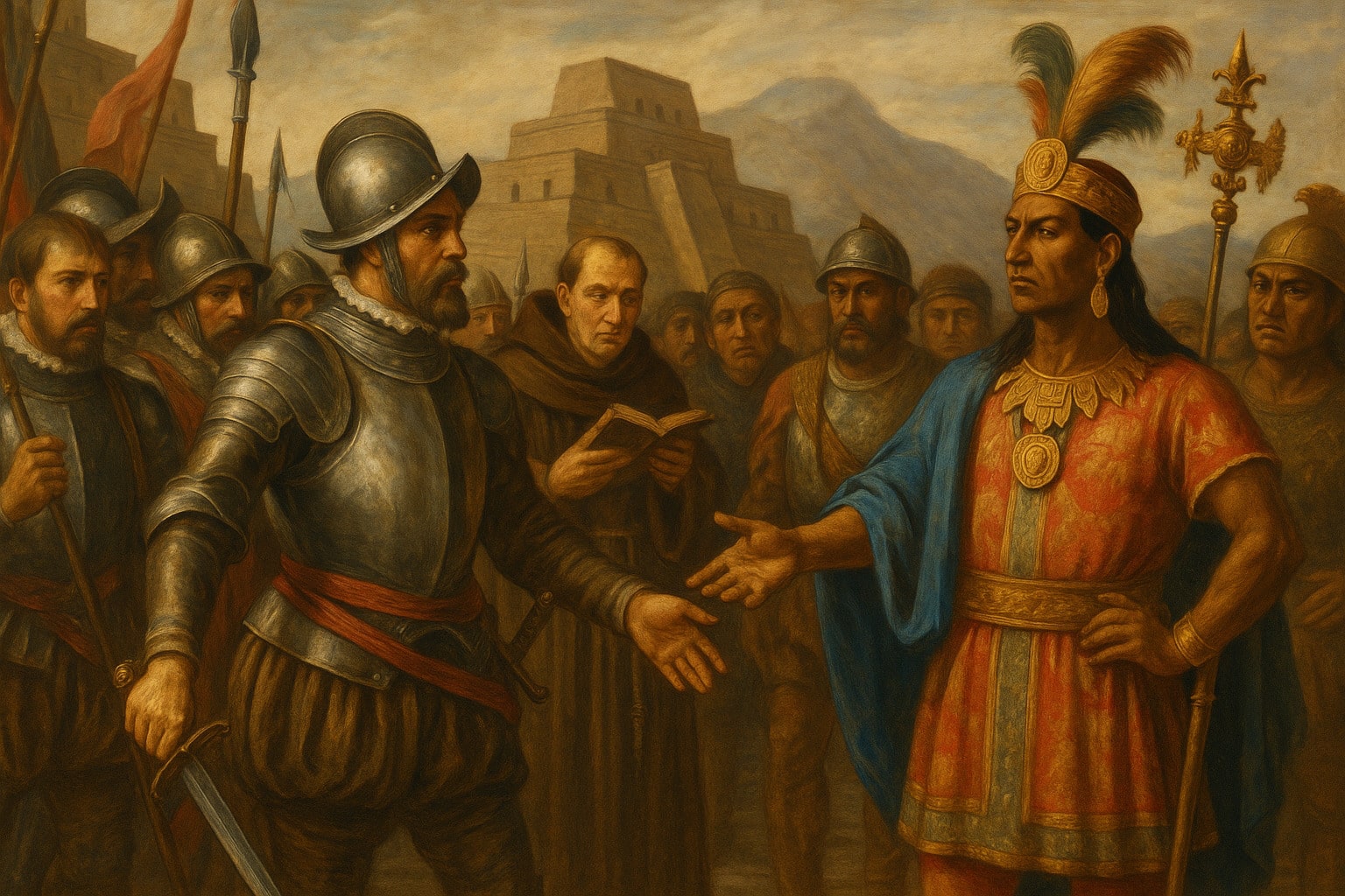 cusco discovery picture Pizarro and atahualpa meets